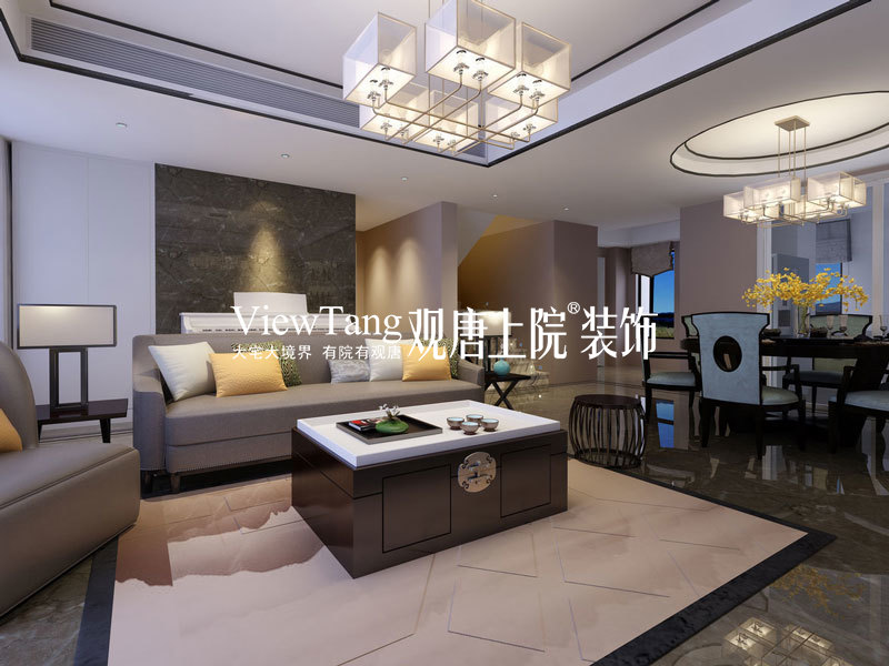 蓝光和雍锦园（新中式）装修效果图--客厅